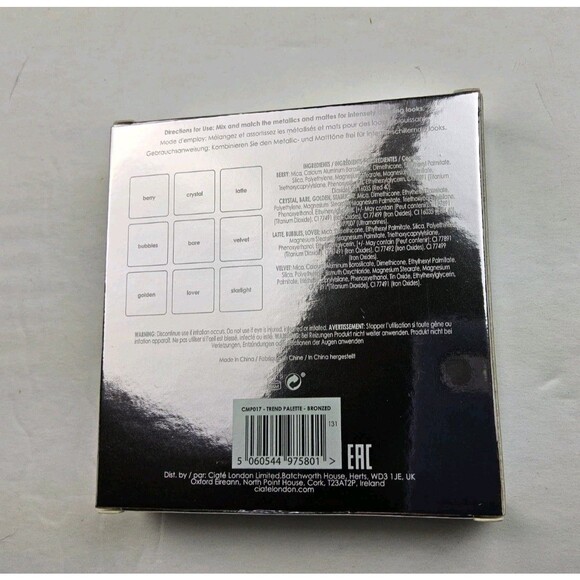 Ciate London Bronzed 9pc Eyeshadow Trend Palette Metallics Mattes Full Size New - Picture 4 of 4